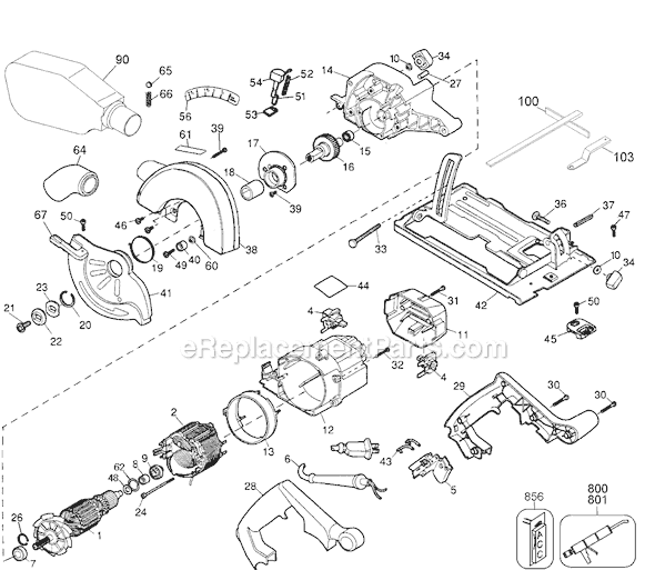 Page A Diagram and Parts List for CS500 Type 1 Black and Decker Circular Saw